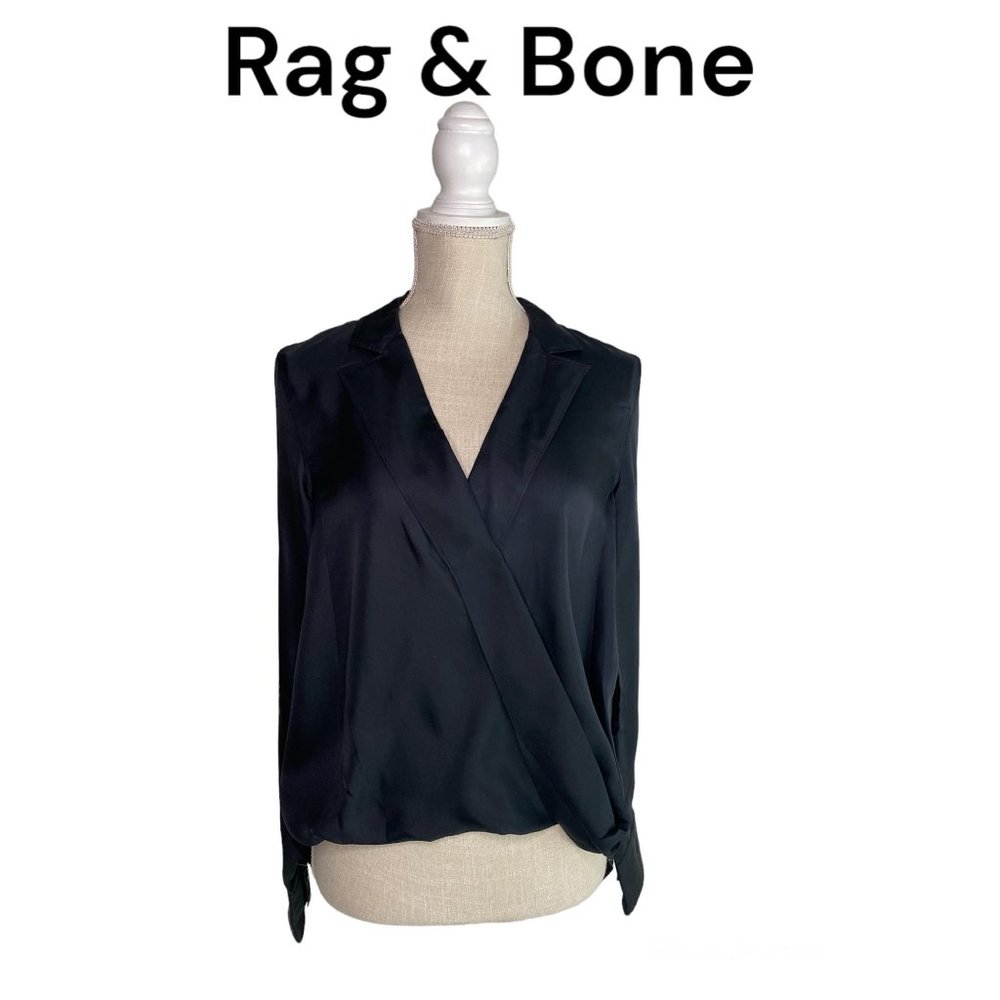 Rag & Bone Dean Shirt Black Silk Size Small New - Picture 1 of 8